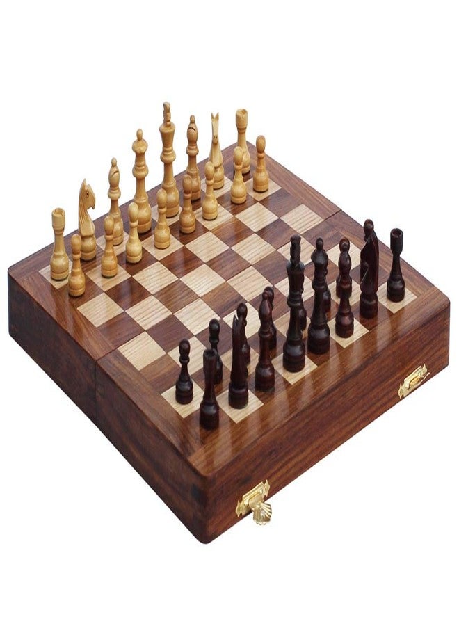 Medieval Replicas Magnetic Travel Chess Board Set - Classic Wood Staunton 7 X 7 Inch Pocket Chess Set with Folding Game Board Handmade in Fine Rosewood - Image 2